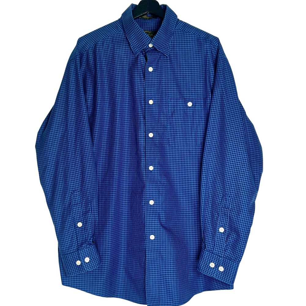 Orvis Charles F. Orvis Signature Blue Micro Check Cotton Button Up Shirt Mens L